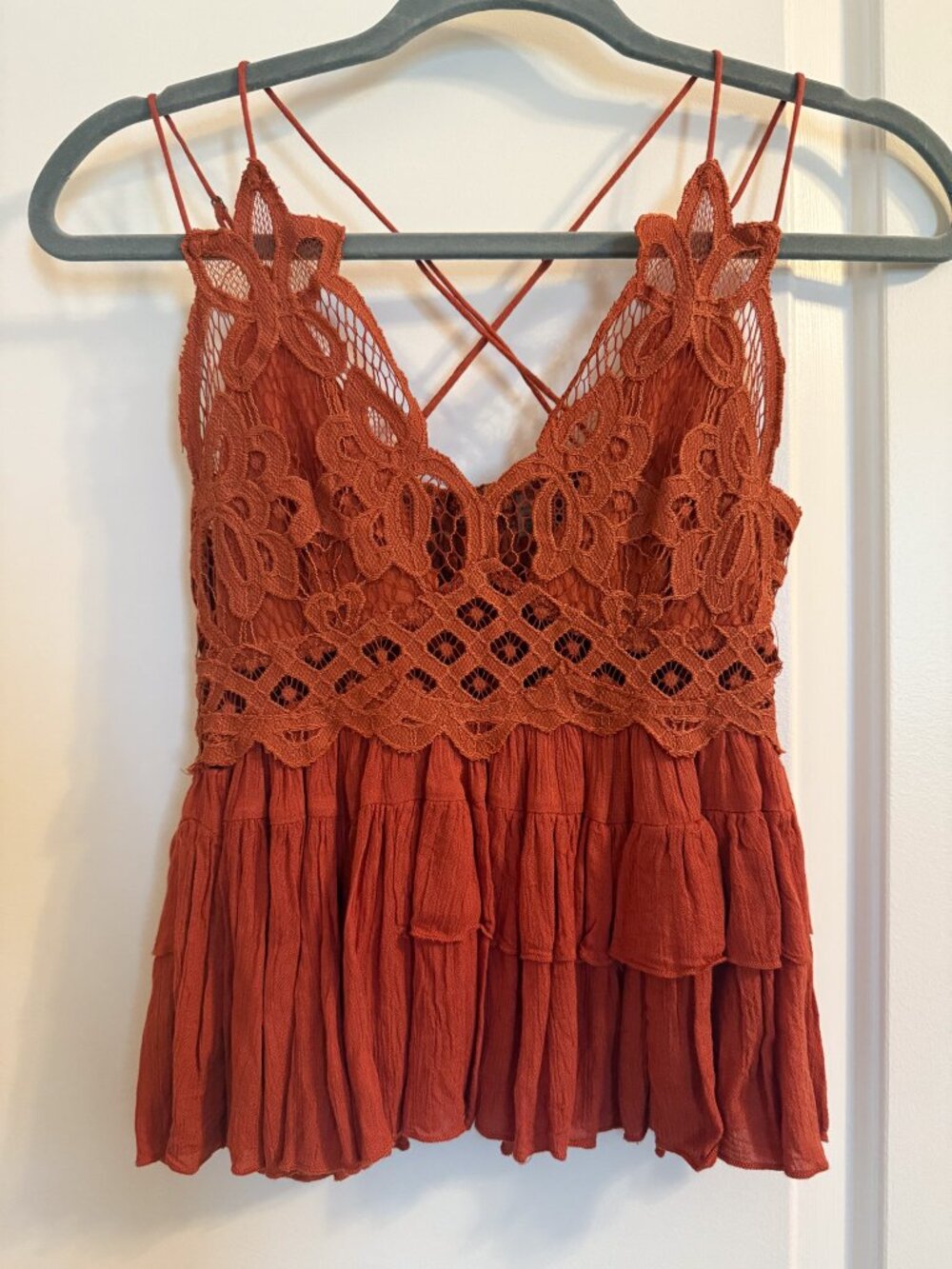Free People Adella Cami Winding Roads Lace Top - Rust - Picture 2 of 6